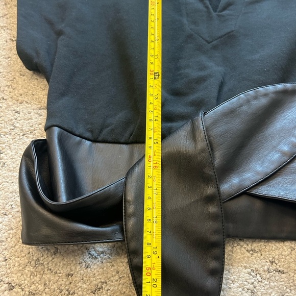 Anthropologie size S Black Top with Faux Leather Detail- GUC black cotton fades - Picture 9 of 12